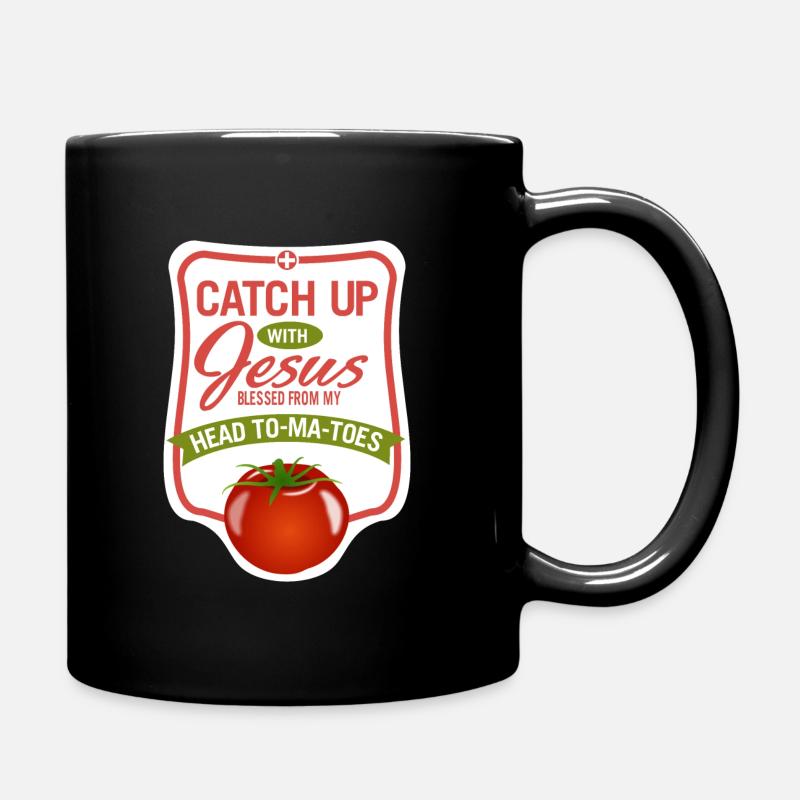 Aufholjagd Jesus Kopf an Zehen Tomate - Tasse einfarbig - Schwarz