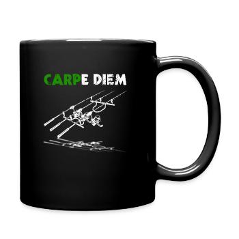Carpe Diem Karpfen Angeln Karpfenangler Geschenk - Tasse einfarbig - Schwarz - Rechts