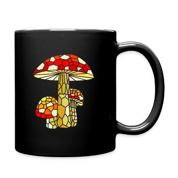Fly Agaric Mushroom Polygon Geometric Art - Full Colour Mug - black - Right