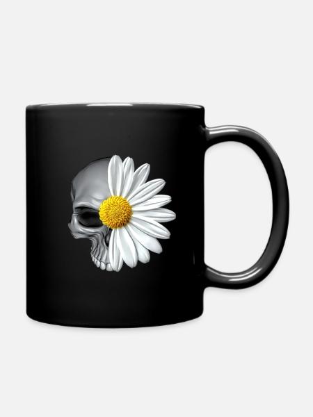 gänseblümchen totenkopf - Tasse einfarbig - Schwarz