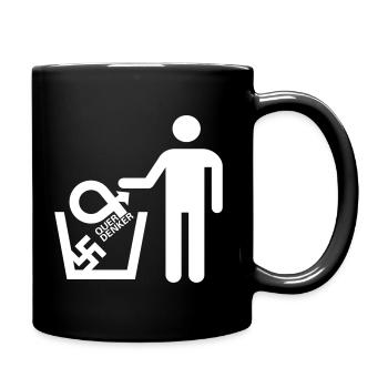 Quer Denker raus! Und ab in die Tonne - Tasse einfarbig - Schwarz - Rechts