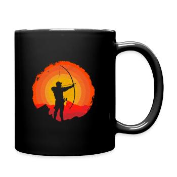 Bogenschütze Bogenschießen Silhouette Geschenk - Tasse einfarbig - Schwarz - Rechts