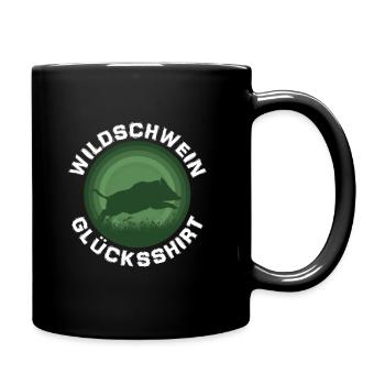 Jäger Geschenkidee Wildschwein Jagd Glücksshirt - Tasse einfarbig - Schwarz - Rechts