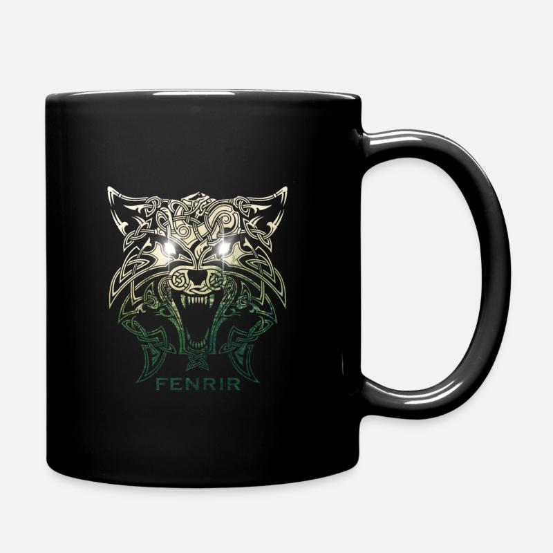 Fenrir Wolf, Wikinger Mythologie Natur Hintergrund - Tasse einfarbig - Schwarz