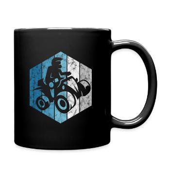 Quad rider quad driving ATV offroad retro motocross - Full Colour Mug - black - Right