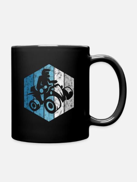 Quadfahrer Quad Fahren ATV Offroad Retro Motocross - Tasse einfarbig - Schwarz