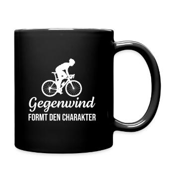 Fahrradfahrer Radsportler Gegenwind Geschenk - Tasse einfarbig - Schwarz - Rechts