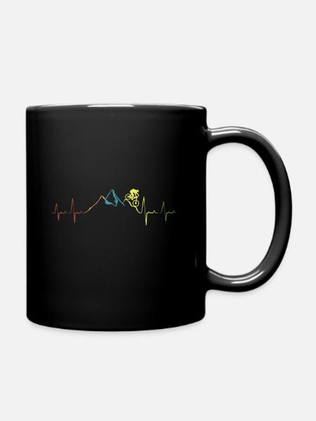Cadeau de vélo de montagne vtt rétro heartbeat biker - Mug uni - noir