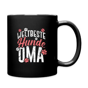 Hunde Oma Geschenk Hundesitter Hundebesitzer - Tasse einfarbig - Schwarz - Rechts