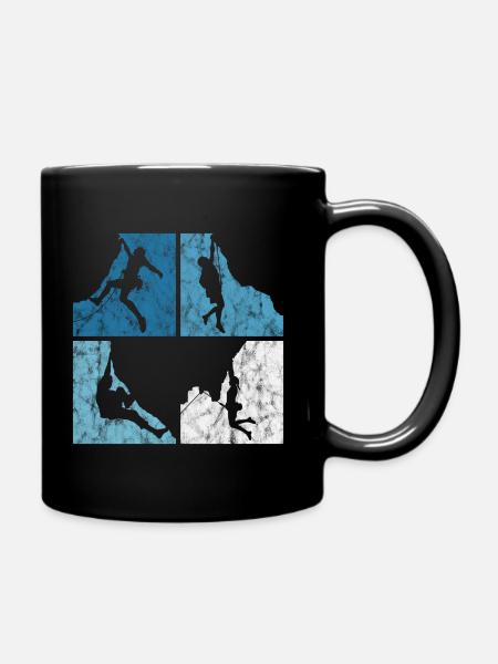 Mountaineering retro climbing bouldering mountain gift - Full Colour Mug - black