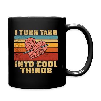 I Turn Yarn Into Cool Things Crochet Crochet - Full Colour Mug - black - Right