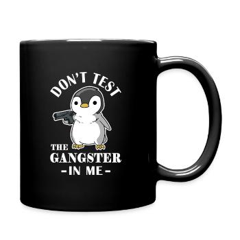 Gangster Pinguin Geschenk - Tasse einfarbig - Schwarz - Rechts
