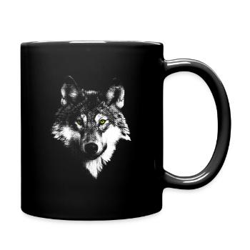 white wolf - Full Colour Mug - black - Right