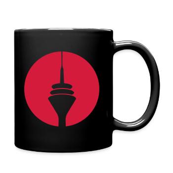 Rheinturm Kreis rot Spread - Tasse einfarbig - Schwarz - Rechts