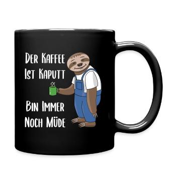 Kaffee Faultier Mechaniker Geschenk Handwerker - Tasse einfarbig - Schwarz - Rechts