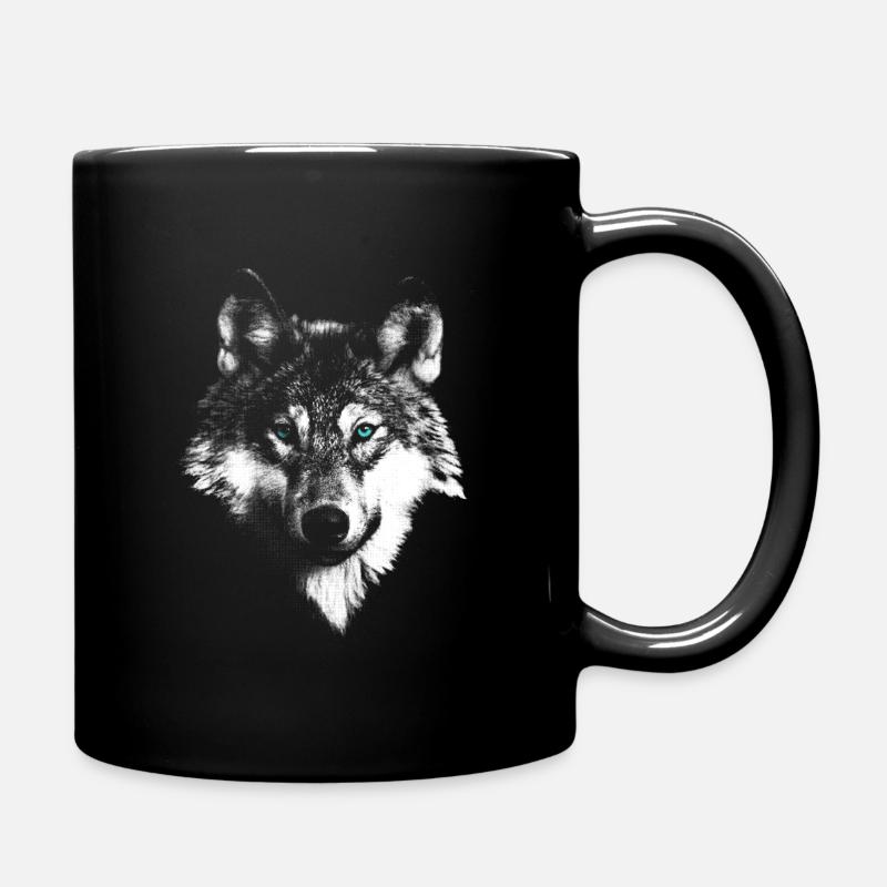 Wolf Polarwolf im Portrait - Tasse einfarbig - Schwarz