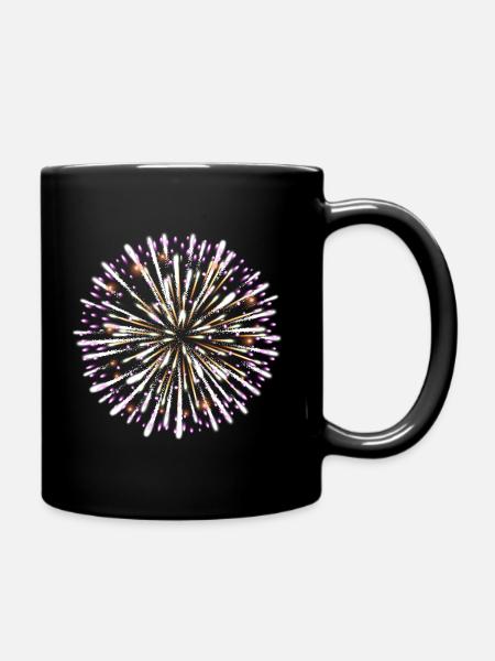 Feu d’artifice violet blanc et or - Mug uni - noir
