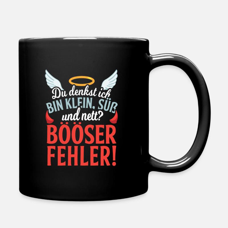 Engel und Teufel Klein Süß und Nett - Tasse einfarbig - Schwarz