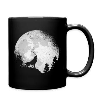 Loup protection de la nature Prédateurs nature pleine lune forêt - Mug uni - noir - Droite