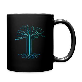 Bedruckte Schaltungswelle blau - Tasse einfarbig - Schwarz - Rechts