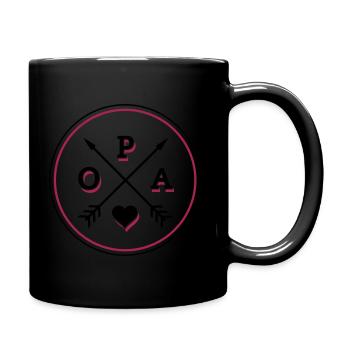 Opa ohne Jahreszahl mit Herz | Farbwechsel - Tasse einfarbig - Schwarz - Rechts