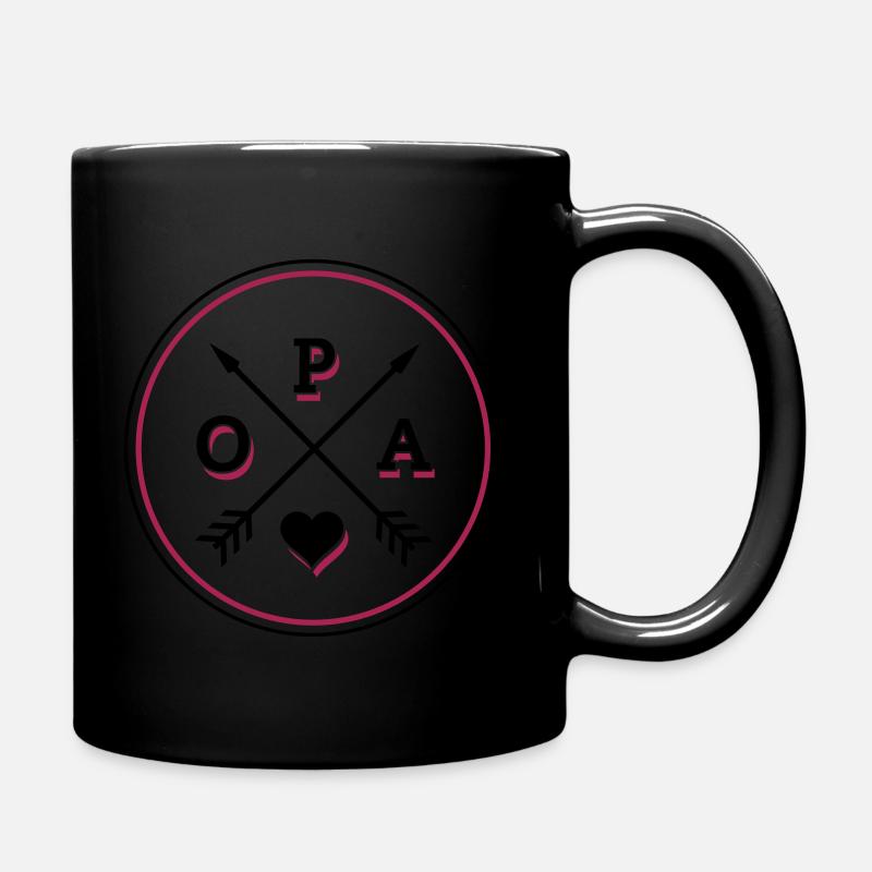 Opa ohne Jahreszahl mit Herz | Farbwechsel - Tasse einfarbig - Schwarz