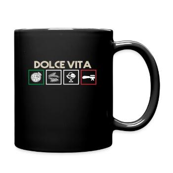Italien und das schöne Leben Genuß Pur - Tasse einfarbig - Schwarz - Rechts