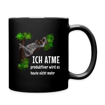 Faultier - Ich atme - produktiver wird es nicht - Tasse einfarbig - Schwarz - Rechts