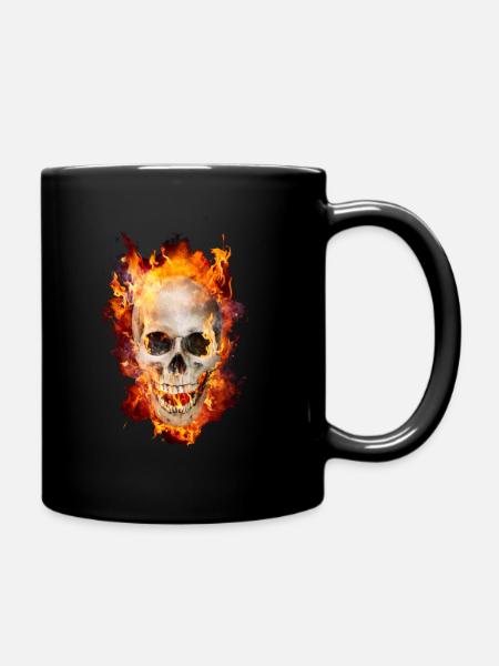 totenkopf in flammen - Tasse einfarbig - Schwarz