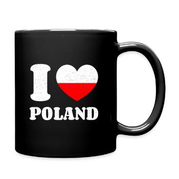 I Love Poland Je Amour Pologne Coeur drapeau - Mug uni - noir - Droite