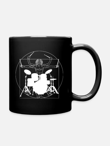 Drummer Vitruvian Man Drumsticks - Mug uni - noir