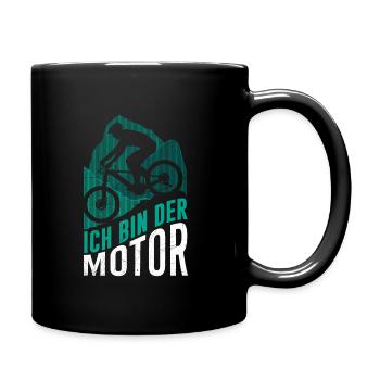 Mountainbike Spruch ich bin der Motor Fahrrad - Tasse einfarbig - Schwarz - Rechts