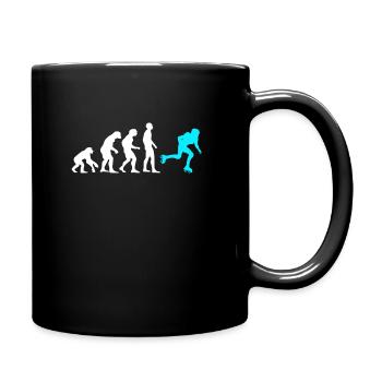 Affe Mensch Rollschuhfahrer Rollschuhe Rollerskate - Tasse einfarbig - Schwarz - Rechts