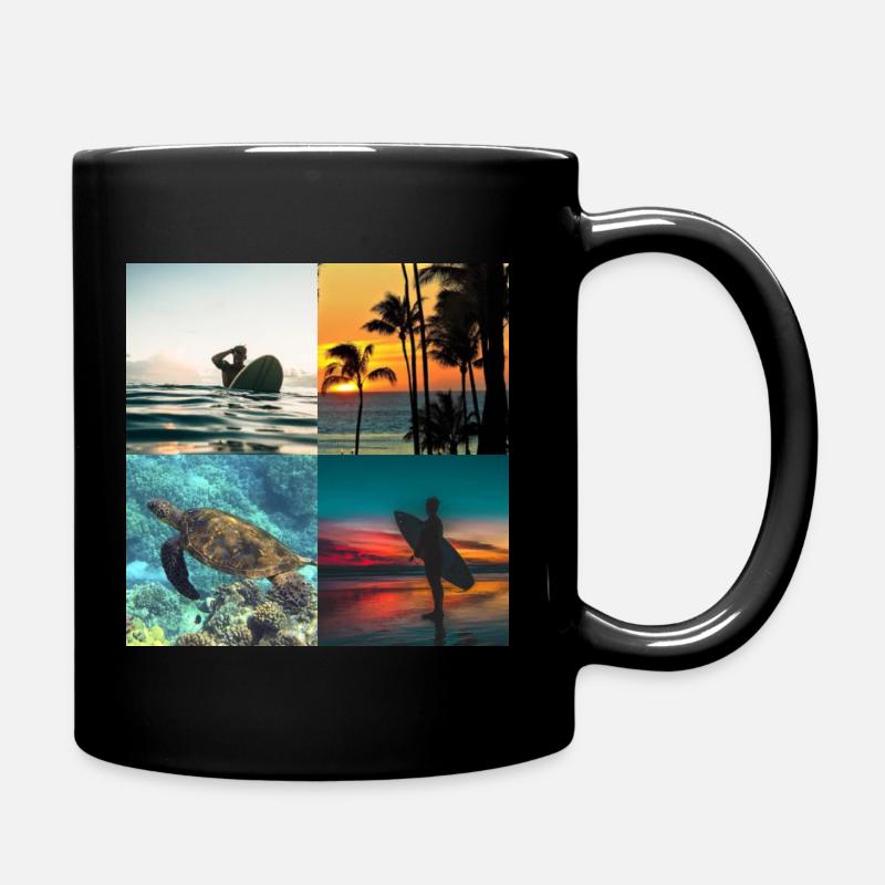 Hawaii Surfing SurferWater Summer Beach Gift - Full Colour Mug - black
