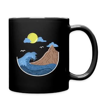 WELLE ABENTEUER HELD BERGSTEIGER WANDERER GESCHENK - Tasse einfarbig - Schwarz - Rechts
