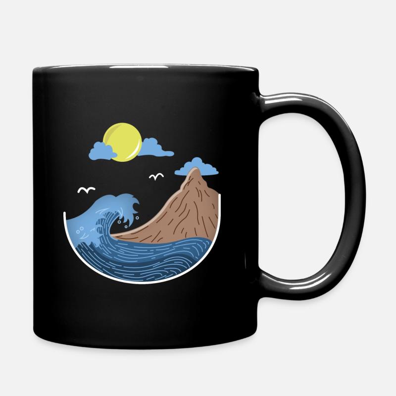 WAVE ADVENTURE HERO MOUNTAINEER HIKER GIFT - Full Colour Mug - black