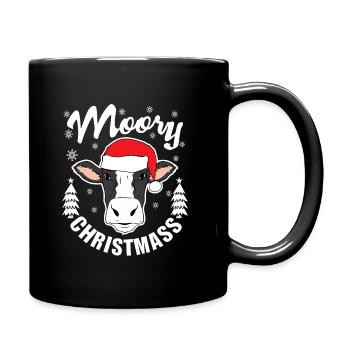 Mooy Weihnachten Kuh Kühe Moo Bauer - Tasse einfarbig - Schwarz - Rechts