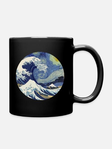 Tsunami de la nuit étoilée - Mug uni - noir