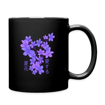 Japan Blume in lila blau - Tasse einfarbig - Schwarz - Rechts