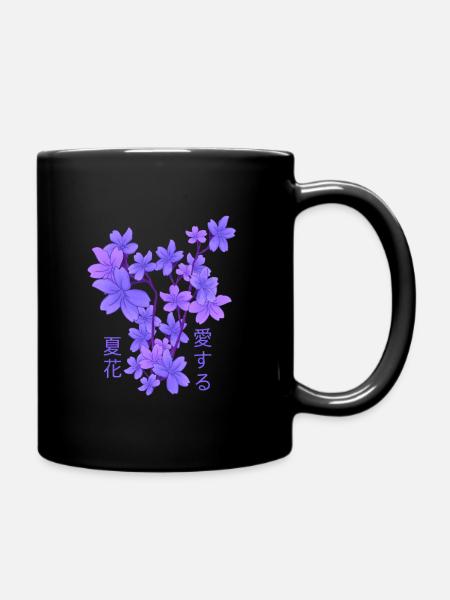 Fleur du Japon en bleu violet - Mug uni - noir