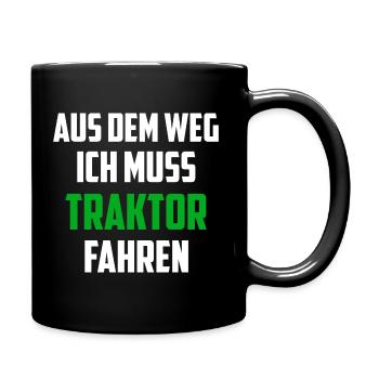 Traktor Treckerfahren Bauer Geschenk - Tasse einfarbig - Schwarz - Rechts