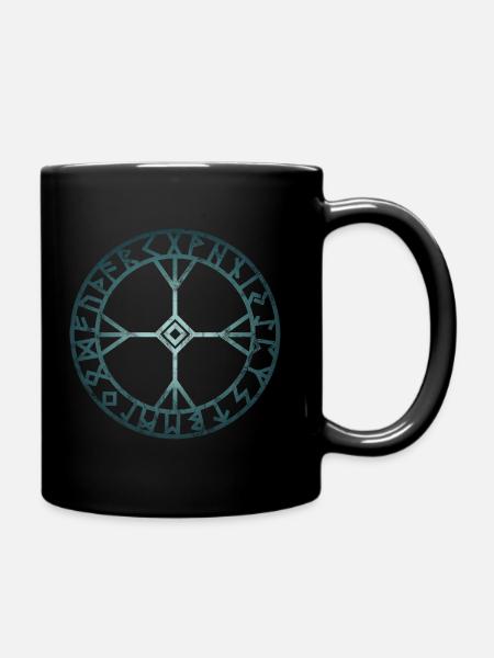 Symbol Viking Rune Algiz Odin Thor Loki Asgard - Full Colour Mug - black