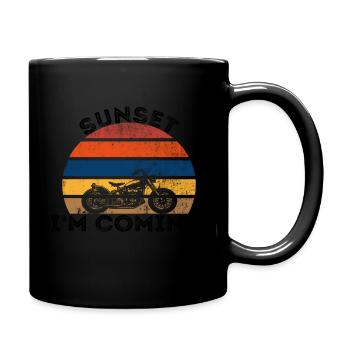 Vintage Sonnenuntergang mit Motorrad - Tasse einfarbig - Schwarz - Rechts