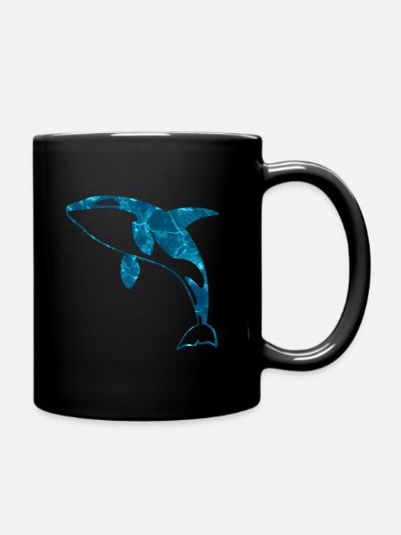 Blue Ocean Orca - Full Colour Mug - black
