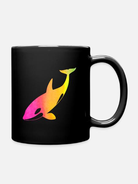 Regenbogen Orca - Tasse einfarbig - Schwarz