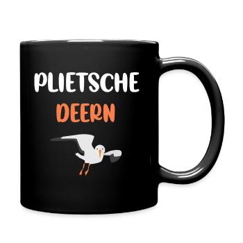 Hamburg Plattdeutsch Mundart Sprüche Möwe - Tasse einfarbig - Schwarz - Rechts