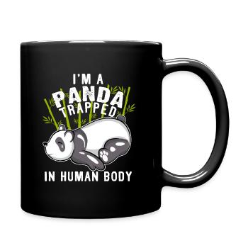 Panda Trapped Human Body Chill Sleepy - Full Colour Mug - black - Right