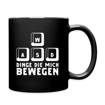 WASD Dinge die mich bewegen Gaming PC Keyboard - Tasse einfarbig - Schwarz - Rechts