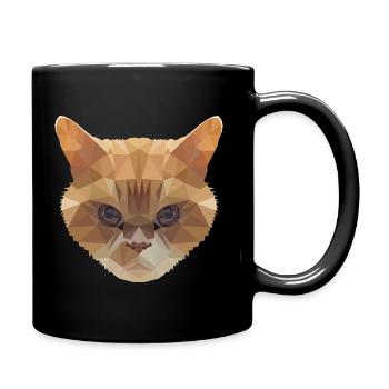 Polygon Design rote Britisch Kurzhaar Katze - Tasse einfarbig - Schwarz - Rechts