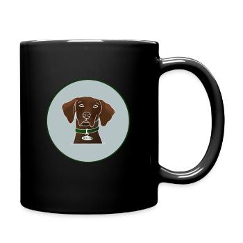 Hund Bracke Deutsch niedlich mit Halskette "Hello" - Tasse einfarbig - Schwarz - Rechts